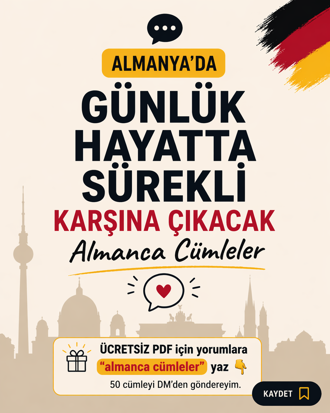 Almanca Günlük Cümleler PDF: En Çok Kullanılan 50 Cümle